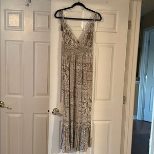 Inspired Hearts Paisley Maxi Dress in Cream and Brown